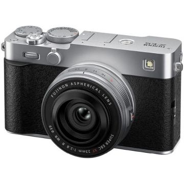 FUJIFILM Aparat Foto Mirrorless Fujifilm X-E5, 40MP, 6K + Obiectiv XF 23mm F2.8 R WR, Argintiu