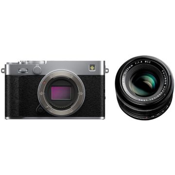 FUJIFILM Aparat Foto Mirrorless Fujifilm X-E5, 40MP, 6K + Obiectiv XF 35mm F1.4 R, Argintiu