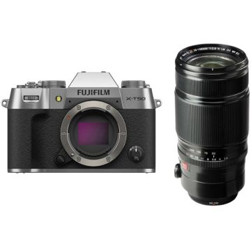 FUJIFILM Aparat Foto Mirrorless Fujifilm X-T50, 40.2MB + Obiectiv XF 50-140mm F2.8 R LM OIS WR, Argintiu