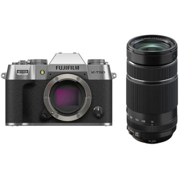 FUJIFILM Aparat Foto Mirrorless Fujifilm X-T50, 40.2MB + Obiectiv XF 70-300mm R LM OIS WR, Argintiu