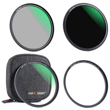 K&F&nbsp;Concept Kit filtre K&F Concept, 52mm, MCUV+CPL+ND1000 si inel magnetic, Negru
