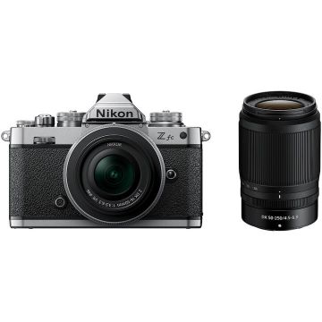Nikon Camera Foto Mirrorles Nikon Z FC, 20.9 MP, 4K, Kit cu Obiectiv 16-50 mm + Obiectiv 50-250 mm, Argintiu