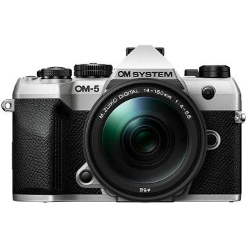OLYMPUS Camera Foto Mirrorless OLYMPUS OM SYSTEM OM-5 Mark II, 20MP, Video 4K, Kit cu Obiectiv 14-150 mm F4-5.6 II, Montura MFT, Negru - Argintiu