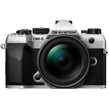 OLYMPUS Camera Foto Mirrorless OM SYSTEM OM-5 Mark II, Kit cu Obiectiv 12-45 mm, 20MP, Video 4K, Argintiu