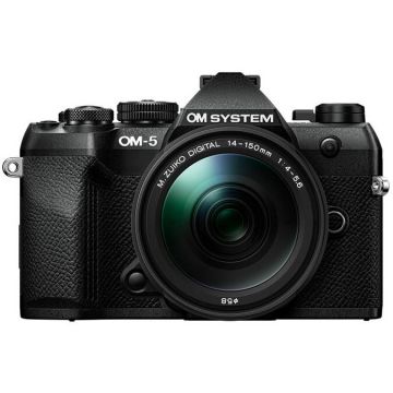 OLYMPUS Camera Foto Mirrorless OM SYSTEM OM-5 Mark II, Kit cu Obiectiv 14-150 mm II, 20MP, Video 4K, Negru
