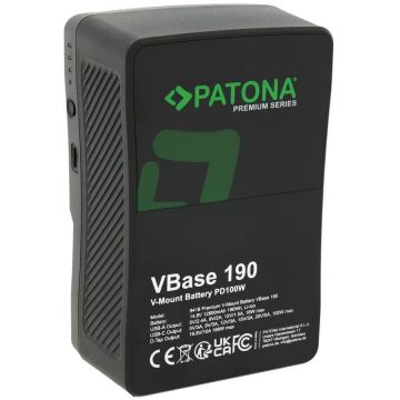 Patona ​Batrie Reincarcabila V-Mount, 190W, Patrona Premium Battery VBase, 190 PD100W 190Wh USB-C D-Tap, Negru
