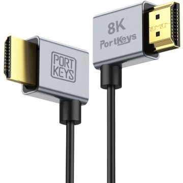 Portkeys Set 2 cabluri HDMI 8K ultra-subtiri Portkeys, lungime cabluri 30 cm si 1 m, diametru cabluri 2.5 mm