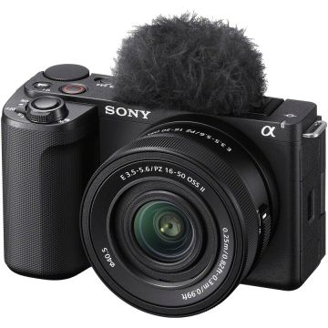 Sony Aparat foto Mirrorless Sony Alpha ZV-E10M2K, 26MP, APS-C, E-Mount, 4K 60p, ISO 100-32000, Negru + Obiectiv 16-50mm