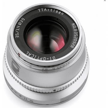 TTArtisan Obiectiv Manual TTArtisan 35mm F1.4 APS-C,  FujiFilm X, FX, Silver