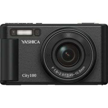 Yashica Camera foto compacta Yashica City 100, Senzor CMOS Sony 13 MP, zoom optic 3x, filmare 4k, ecran 2.8 inch, Wi-Fi, Negru