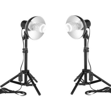 iShoot Kit lumina continua 2x lampa E27 2x mini stativ 30 - 48cm 2x bec 35W