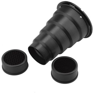 iShoot Snoot cu grid iShoot 7713, pentru blitz studio montura universala, lungime 250 mm