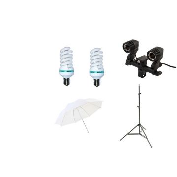 iShoot Starter kit lumina continua cu 2 becuri si umbrela de difuzie 84cm