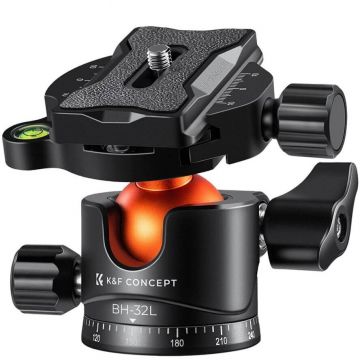 K&F&nbsp;Concept K&F Concept Cap de trepied metalic de 32mm cu bila KF31.042V1, Negru