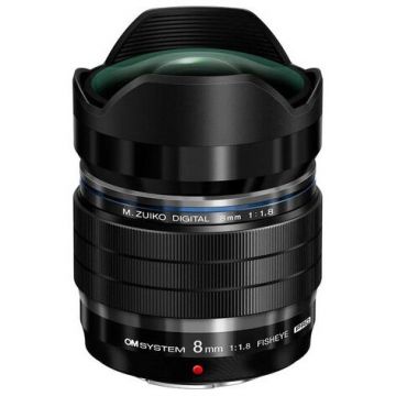 OLYMPUS Obiectiv Foto Mirrorless OLYMPUS OM SYSTEM M.Zuiko Digital ED, 8mm, F1.8 Fisheye PRO, Montura MFT, Negru