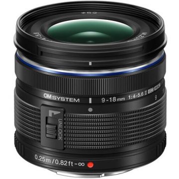 OLYMPUS Obiectiv Foto Mirrorless OLYMPUS OM SYSTEM M.Zuiko Digital ED, 9-18mm, F4.0-5.6 II, Montura MFT, Negru