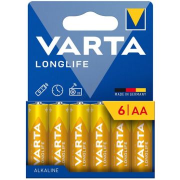 VARTA Baterie Varta Longlife AA, Alcalina, 1.5V, LR6, Set 6 bucati