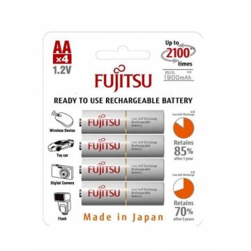 Set 4 Acumulatori AA Fujistsu White 1900MAh