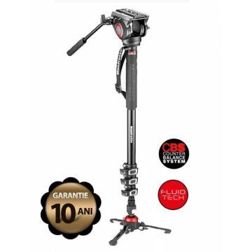 Pachet Manfrotto MVMXPRO500 monopied video cu baza Fluidtech + Manfrotto geanta trepied 80 cm Non Padded