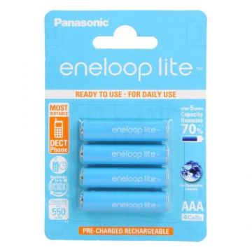 Acumulatori Panasonic Eneloop Lite AAA, 550mAh, Ni-MH, 4 bucati