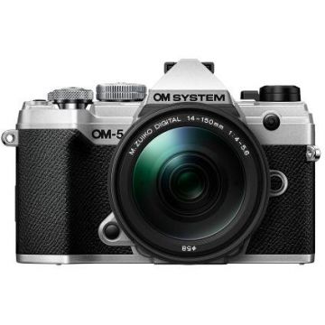 OLYMPUS Aparat Foto Mirrorless, sistem OM-5 20.4MP, 4K Argintiu, Kit cu Obiectiv M.Zuiko Digital 14-150mm F4-5.6 II Negru